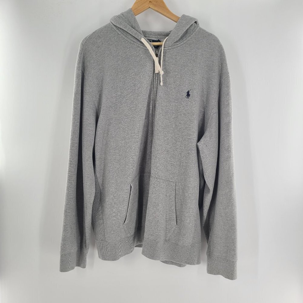Polo Ralph Lauren Full Zip Hoodie Gray Long Sleeve sz XXL